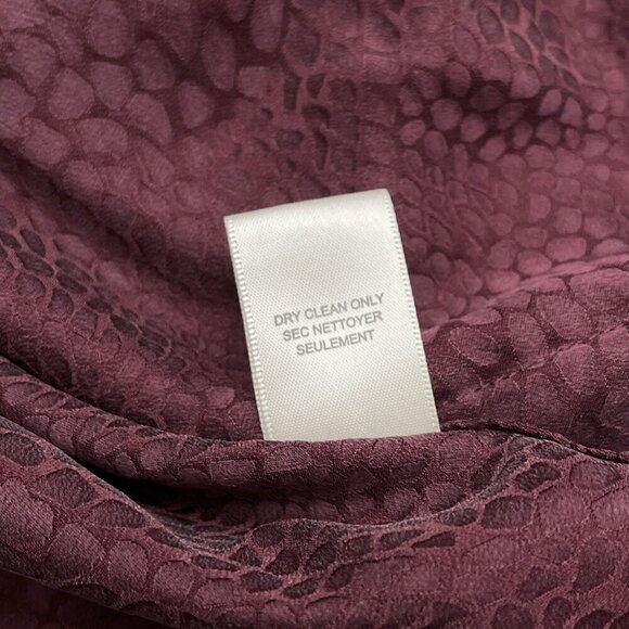 Rebecca Taylor Silk Keyhole Neck Crocodile Long Sleeve Blouse Purple Women M - Picture 9 of 12